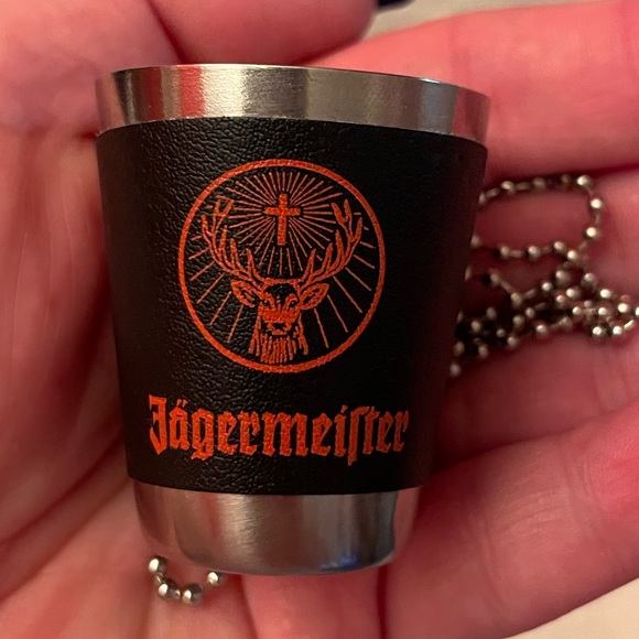 Jäegermeister Metal Necklace Shot Glass Collectable Shot Glass on a Ball Chain - Picture 1 of 5